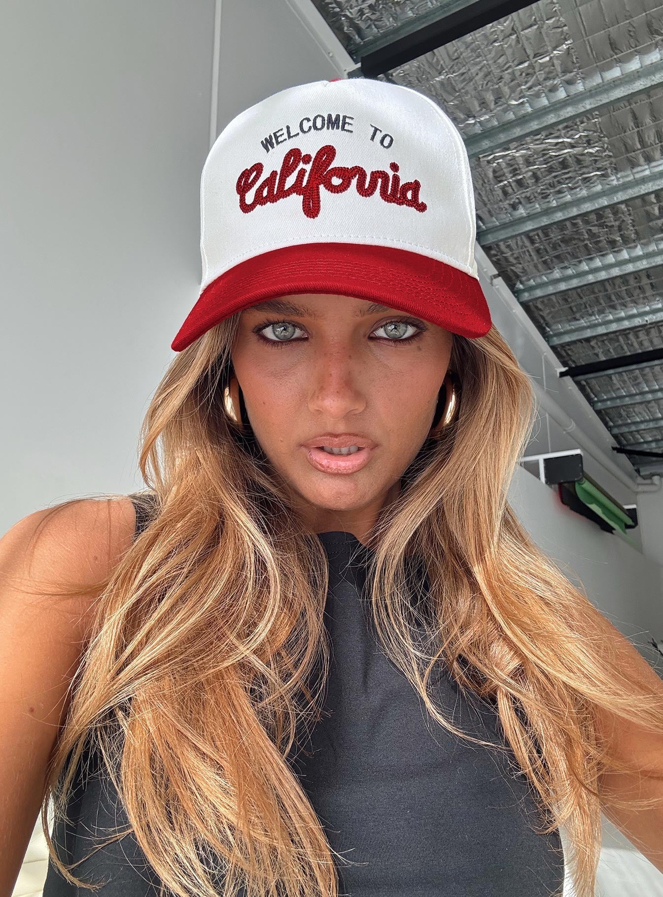 California Trucker Hat Red White