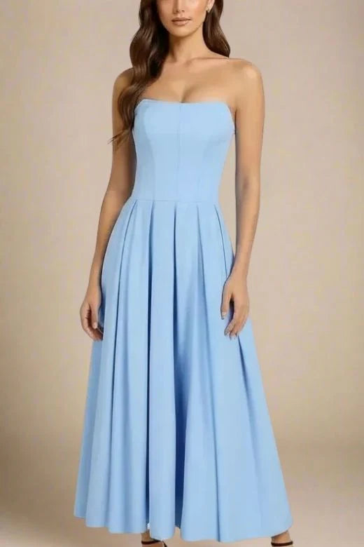 Capri Strapless Midi Dress Sky Blue
