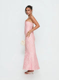 Lips Are Sealed Strapless Lace-Up Back Maxi Dress Pink