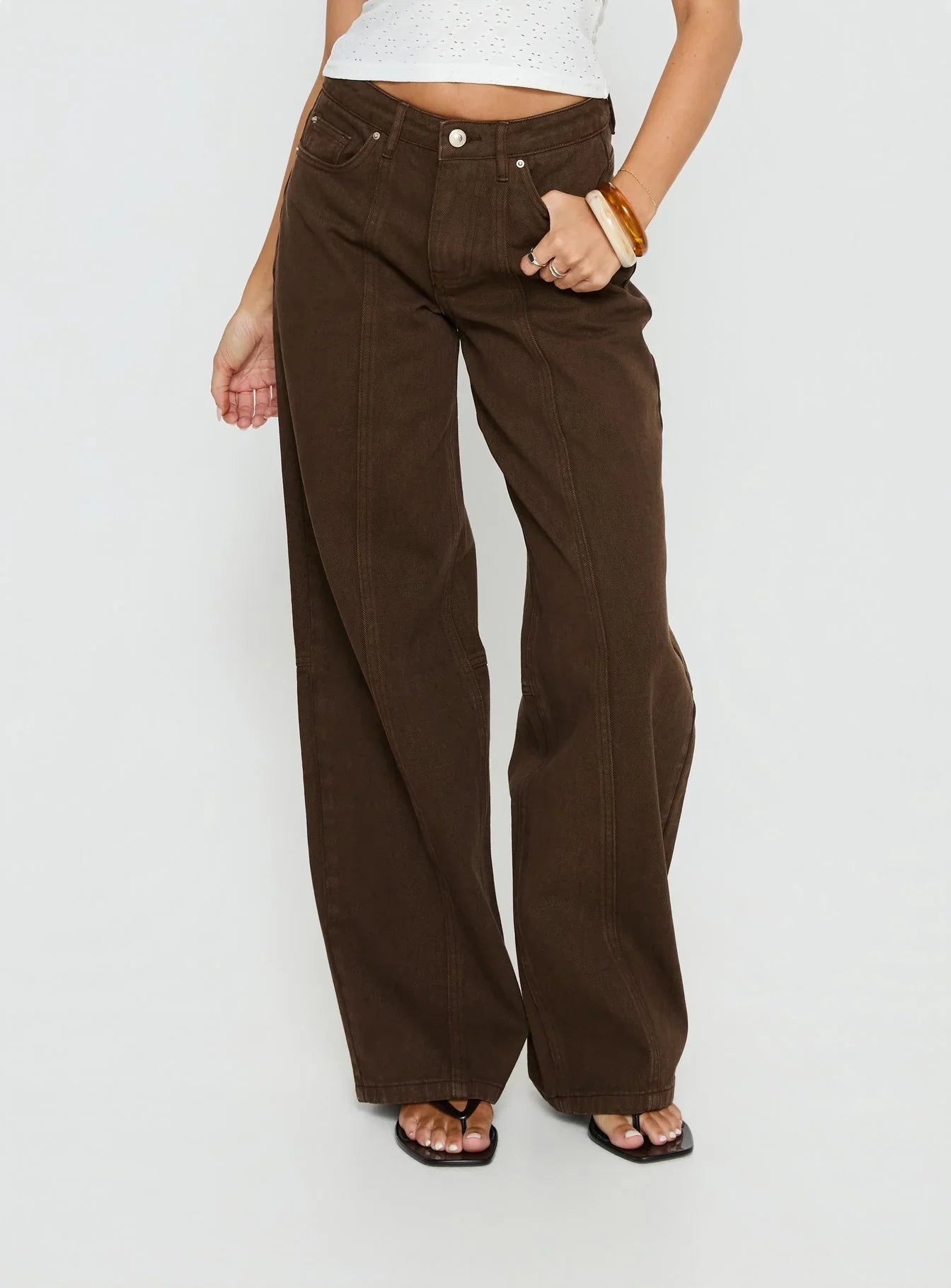 Lando Low Rise Straight Leg Jeans Chocolate