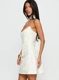Pearla Strapless Scarf Mini Dress Ivory
