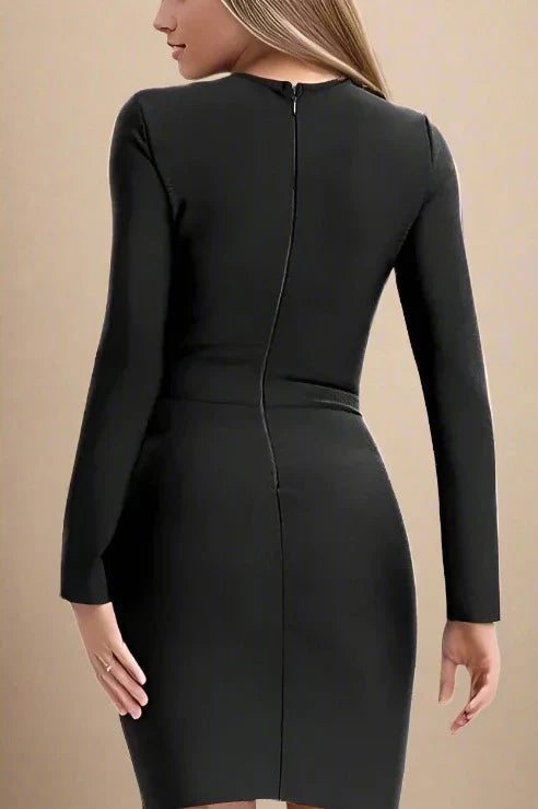 Sofie Long Sleeve Bodycon Mini Dress Classic Black Sale
