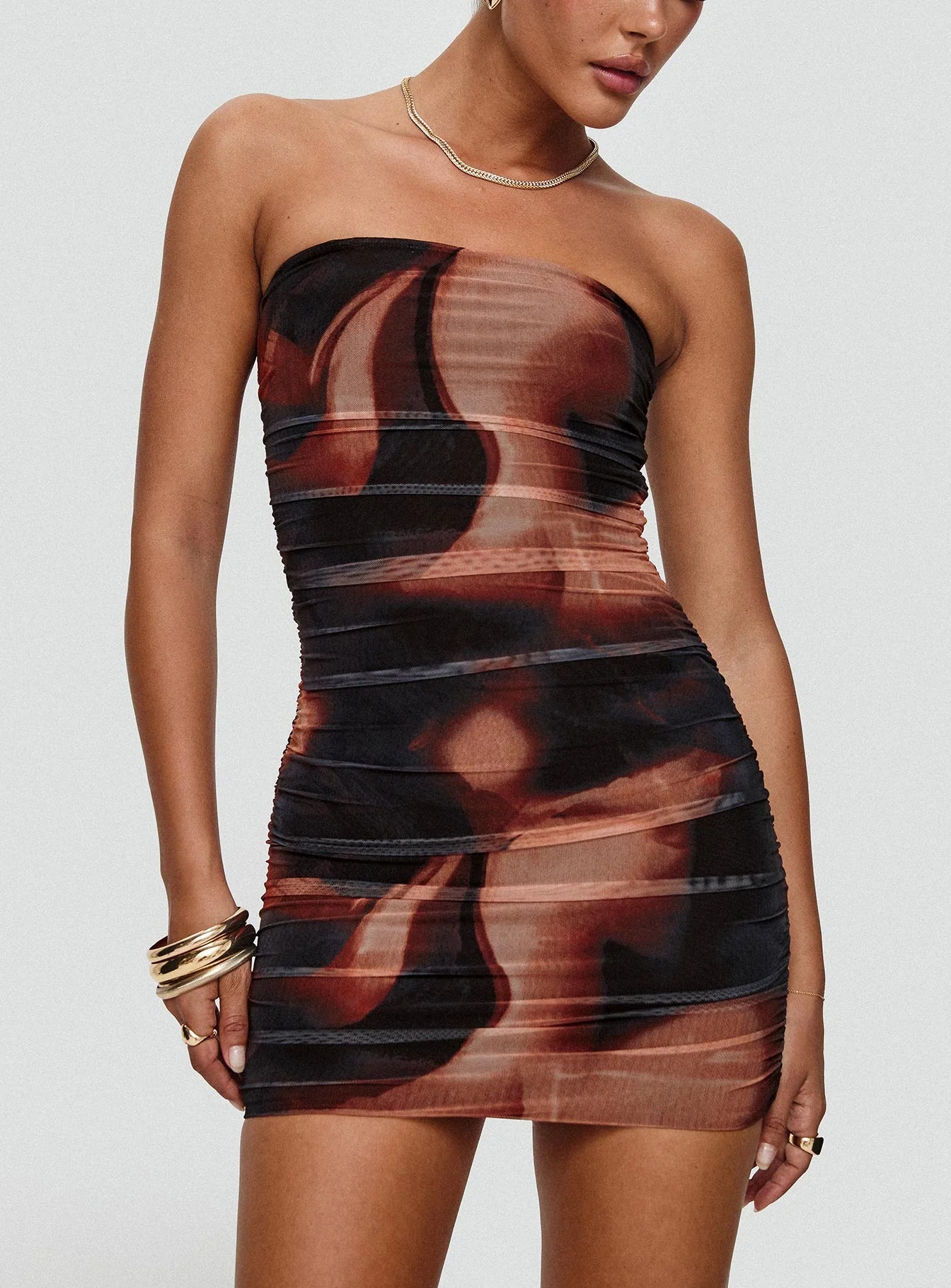 Kalena Mini Dress Brown Multi