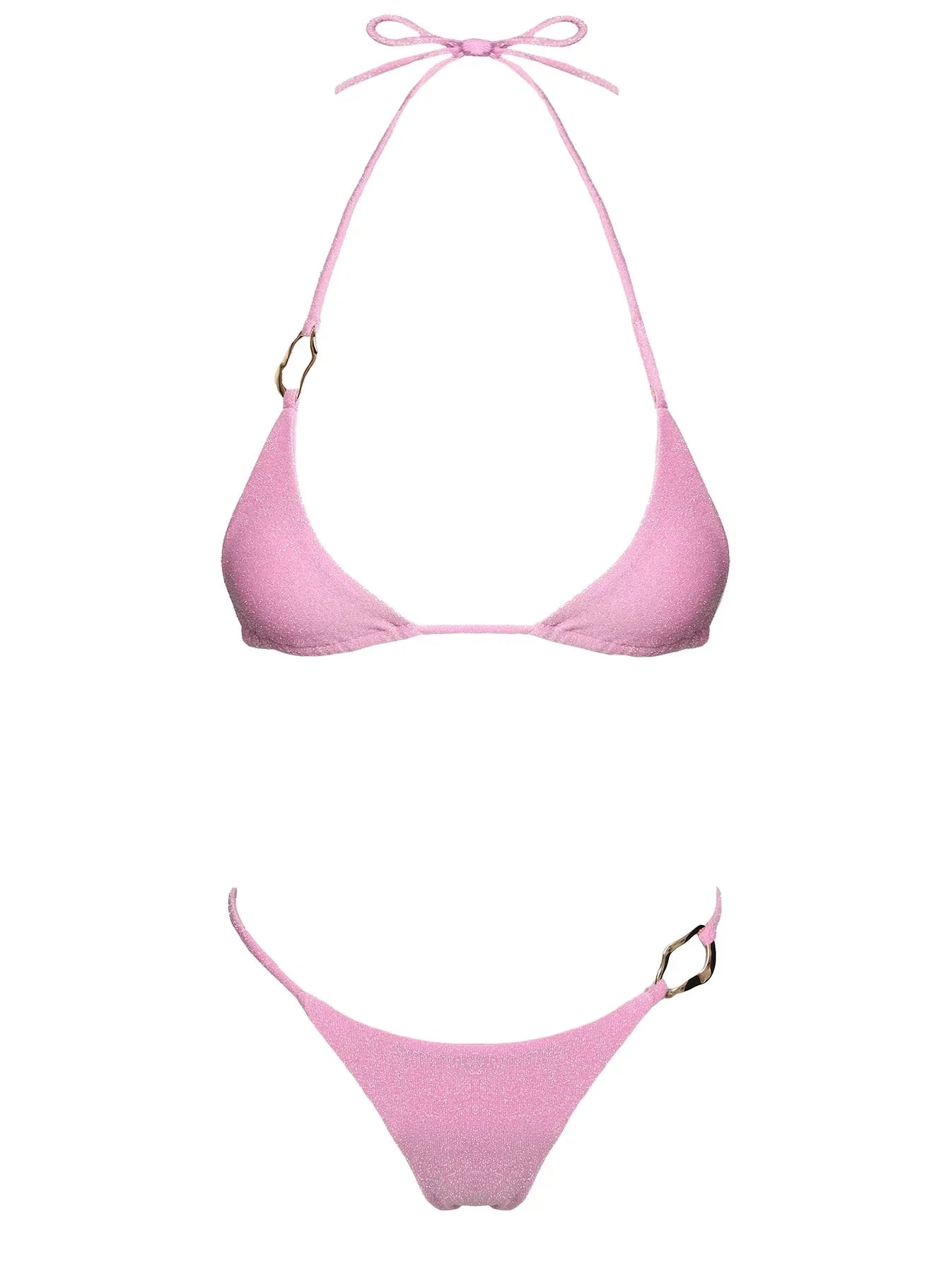 Aimi Glitter Tie Side Bikini Bottoms Pink