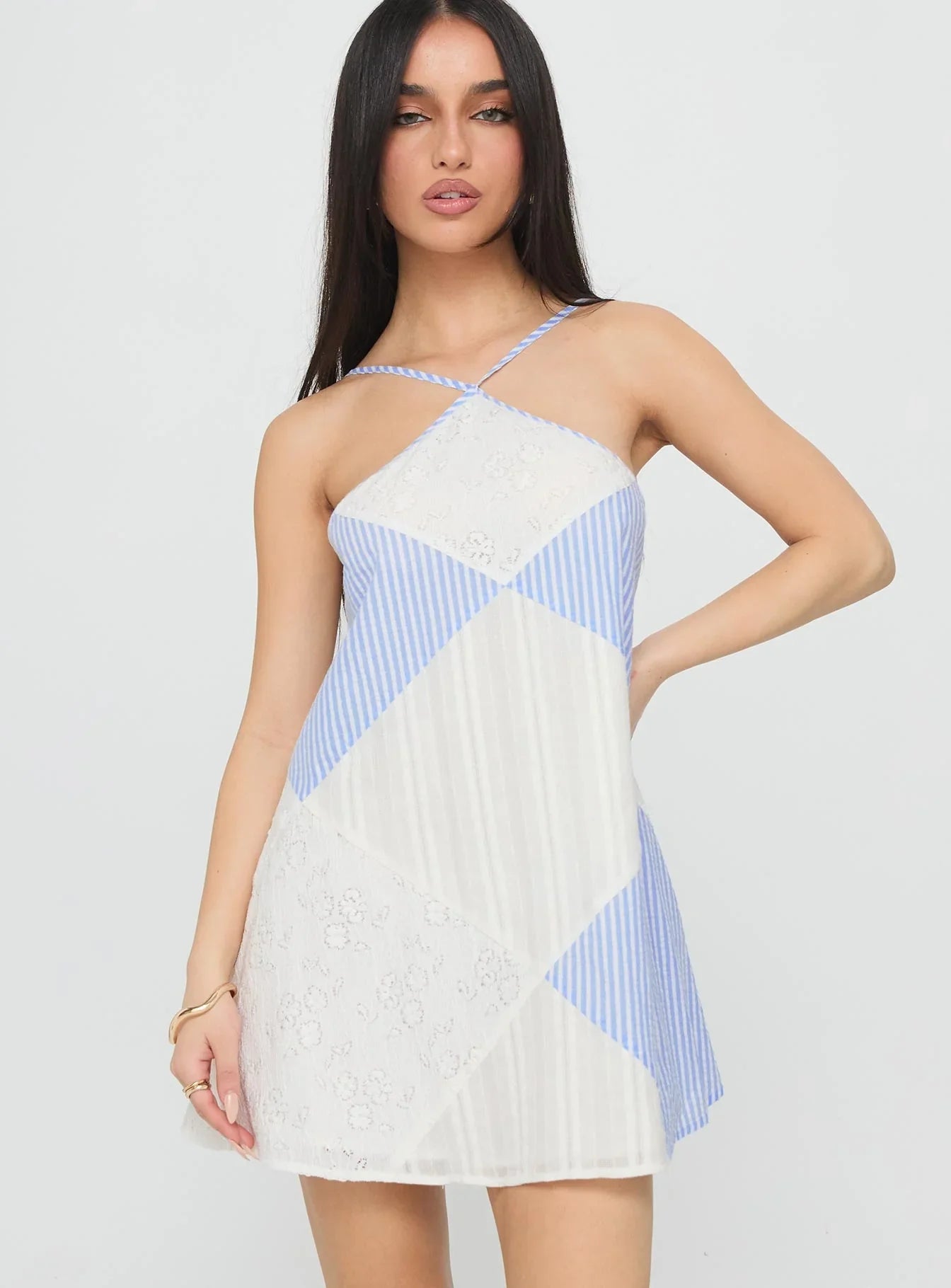 Rivena Arrowhead Mini Dress Blue White