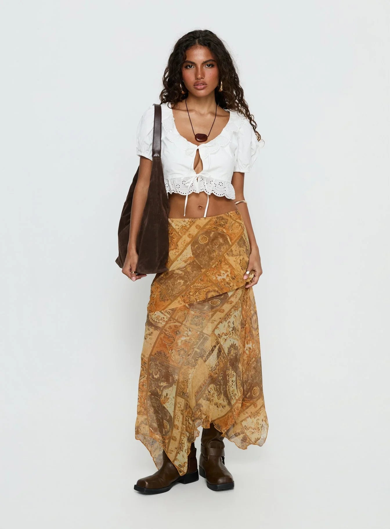 Lyanna Hanky Hem Maxi Skirt Multi