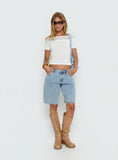 Cult Classic Longline Denim Shorts Light Blue Wash