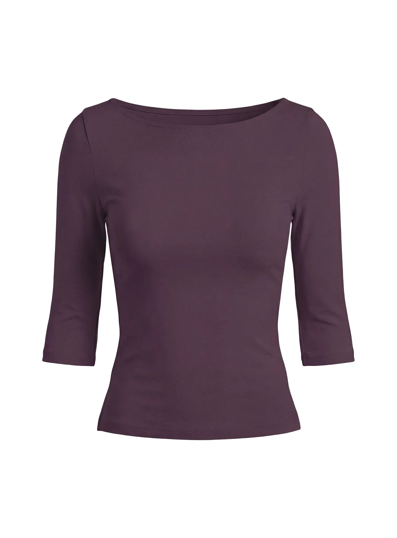Daily Define Boatneck 3/4 Sleeve Top Aubergine