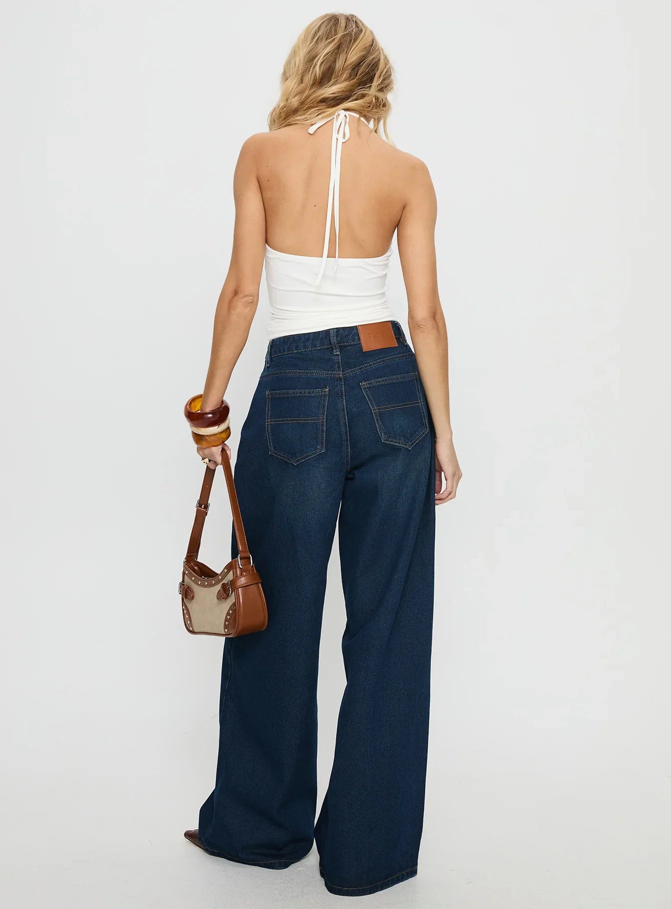 Naylor Mid Rise Wide Leg Jeans Mid Blue Denim Petite