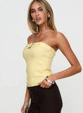 Satellite Strapless Buckle Detail Top Yellow