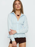 Cultivate Shirred Long Sleeve Top Blue