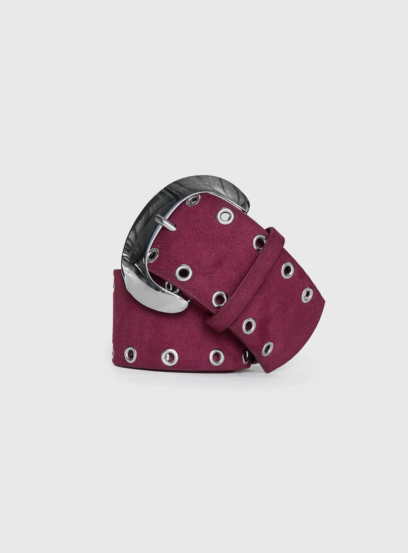 Captain Faux Suede Belt Red Silver