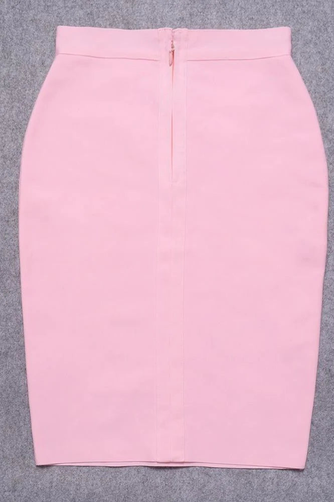 Pencil High Waist Bandage Knee Length Skirt Blush Pink
