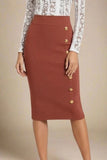 Jessie Midi Pencil Skirt Tan Brown