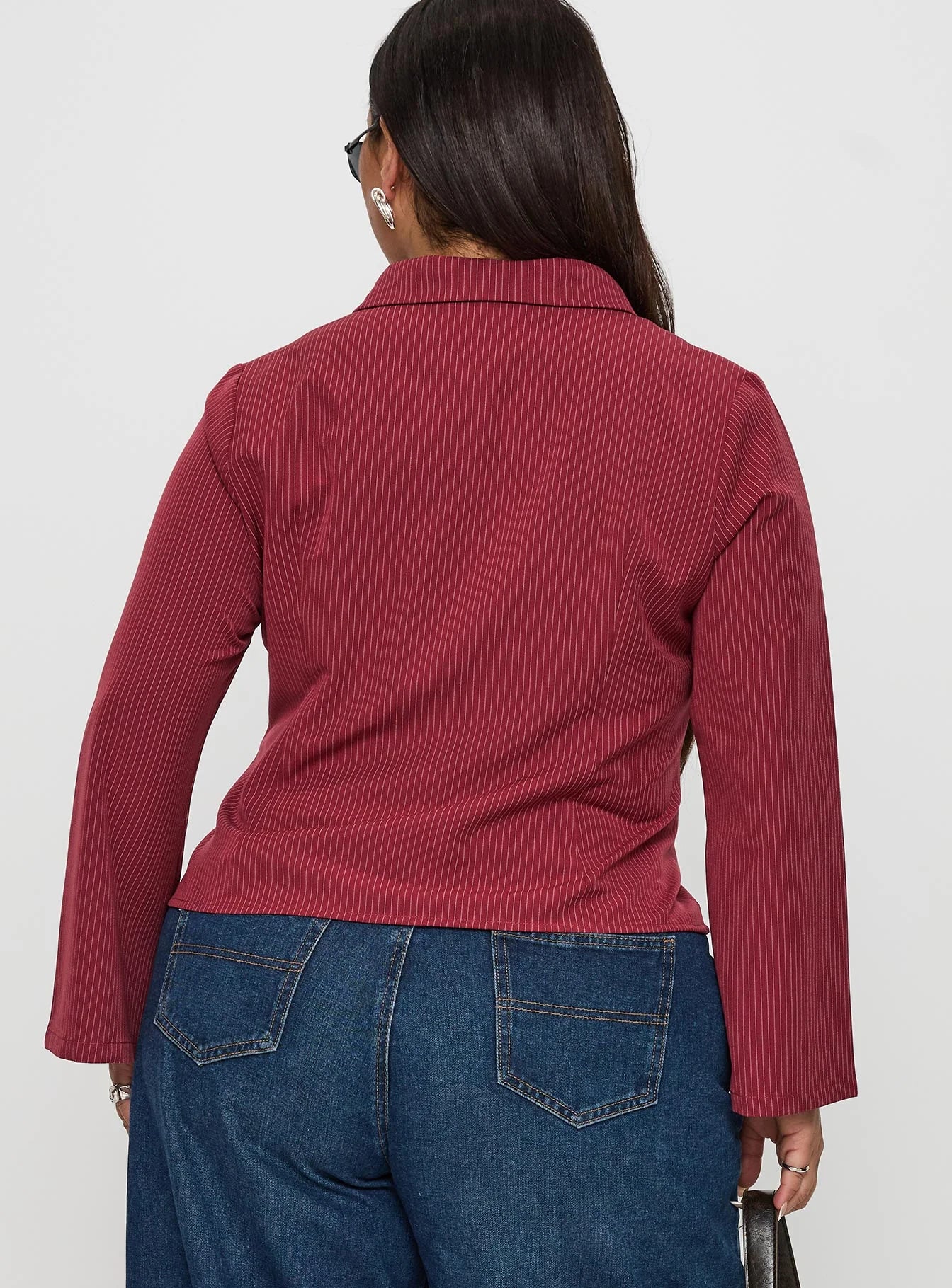 Anni Pinstripe Shirt Red Curve