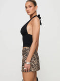 Nickei Denim Mini Skirt Leopard Petite