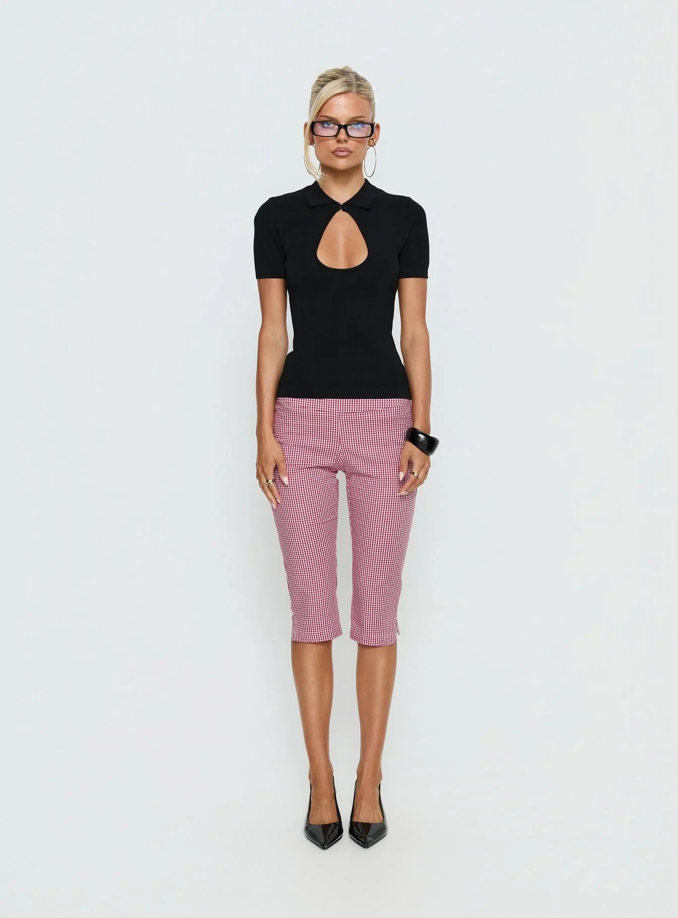 Rossie Capri Pants Red Gingham