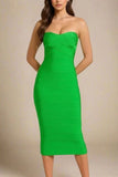 Aaliyah Bandage Midi Dress Neon Green