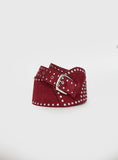 Calexico Studded Faux Suede Belt Red