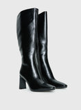 Sawyer Knee High Boots Black Crinkle