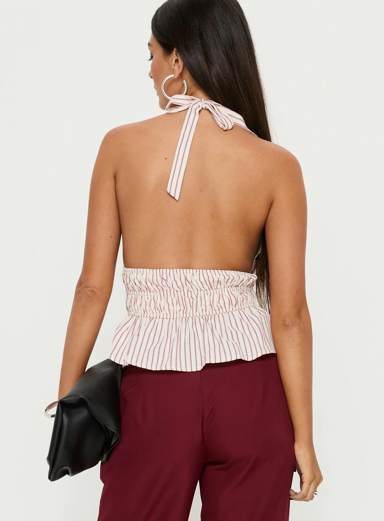 Perpetua Halter Neck Top Red / White Stripe