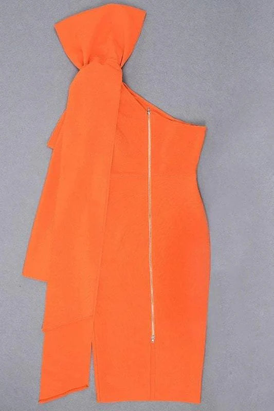 Lela Long Sleeve Bandage Midi Dress Apricot Orange