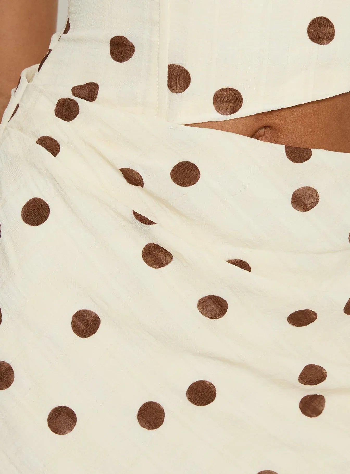 Jasira Strapless Drape Mini Dress Cream / Brown Polka Dot