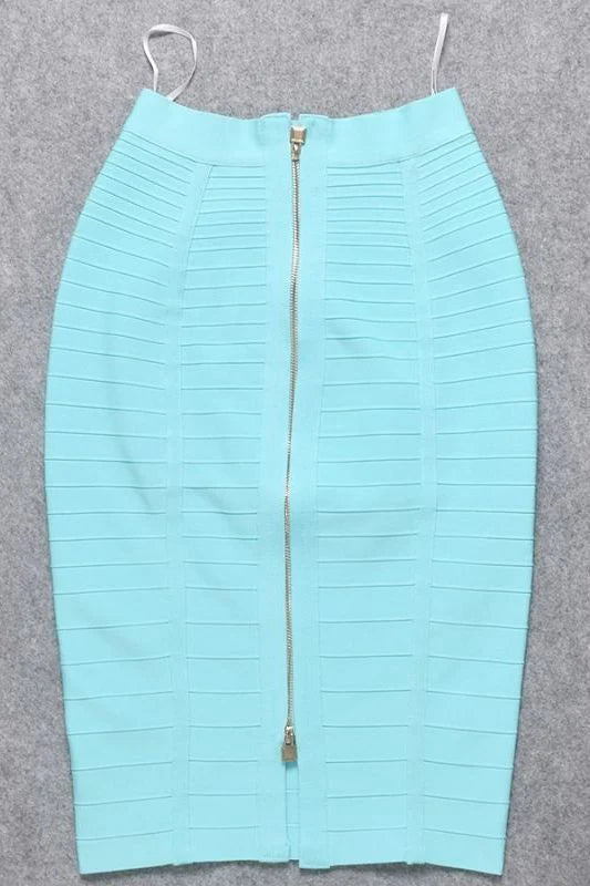 Leni Bandage Top and Knee Length Skirt Set Sky Blue