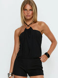 Hedlea Draped Ring Detail Top Black