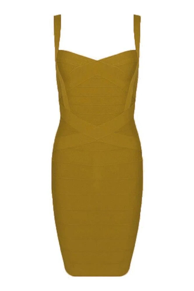 Heidi Bandage Mini Dress Mustard Yellow