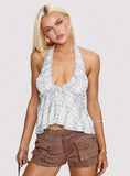 Gadot Halter Top Blue Check
