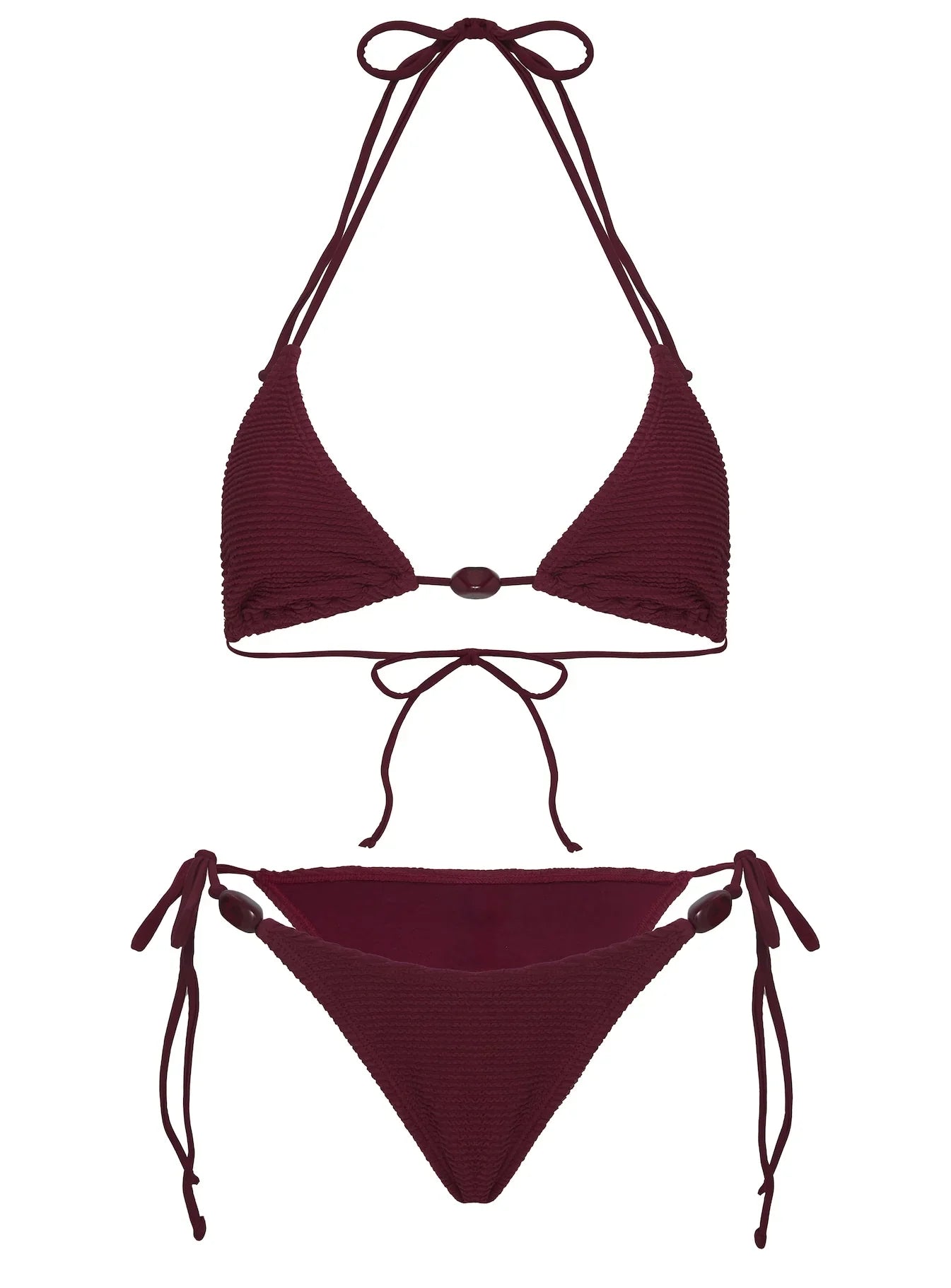 Glora Tie Side Textured Bikini Bottom Red