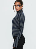 Temika Long Sleeve Backless Top Navy Stripe