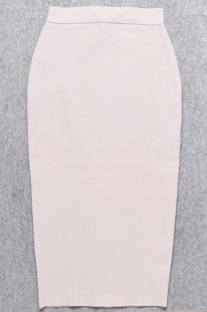 Pencil High Waist Bandage Midi Skirt Cream