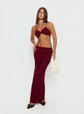 Delores Ruched Maxi Skirt Red
