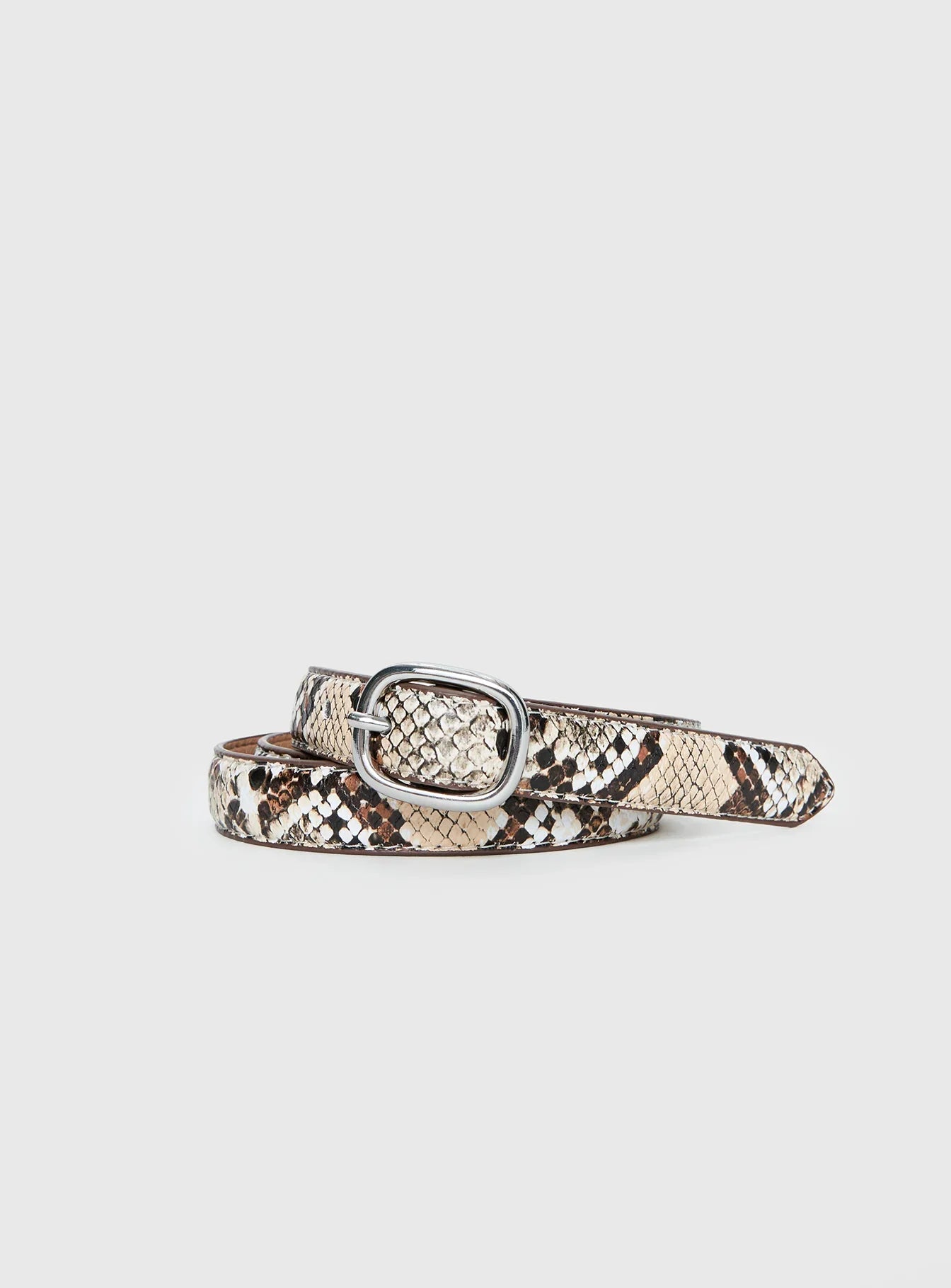 Jacksonne Faux Leather Belt Snake Silver