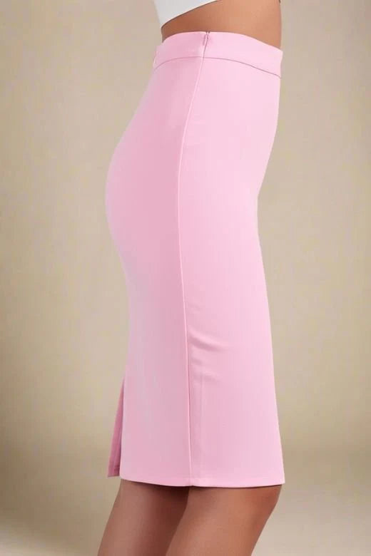 Pencil High Waist Bandage Knee Length Skirt Blush Pink