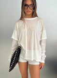 Settle Down Layered Long Sleeve Top White