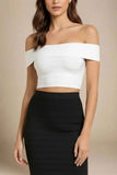 Vera Bandage Off Shoulder Top White Pearl