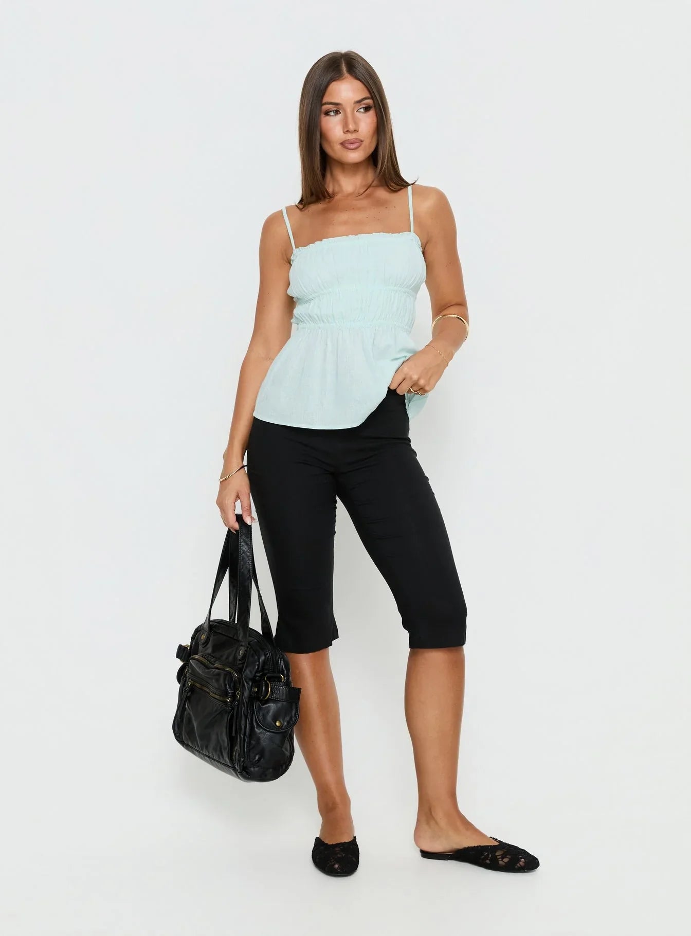 Rosecliff Ruched Longline Top Mint