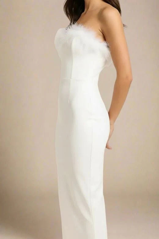Erin Bandage Maxi Dress White Pearl