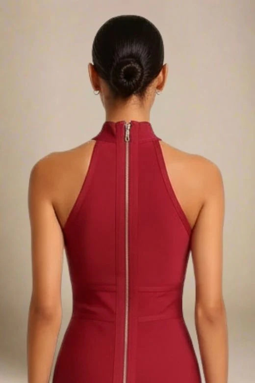 Lea Bandage Midi Dress Red Wine Sale