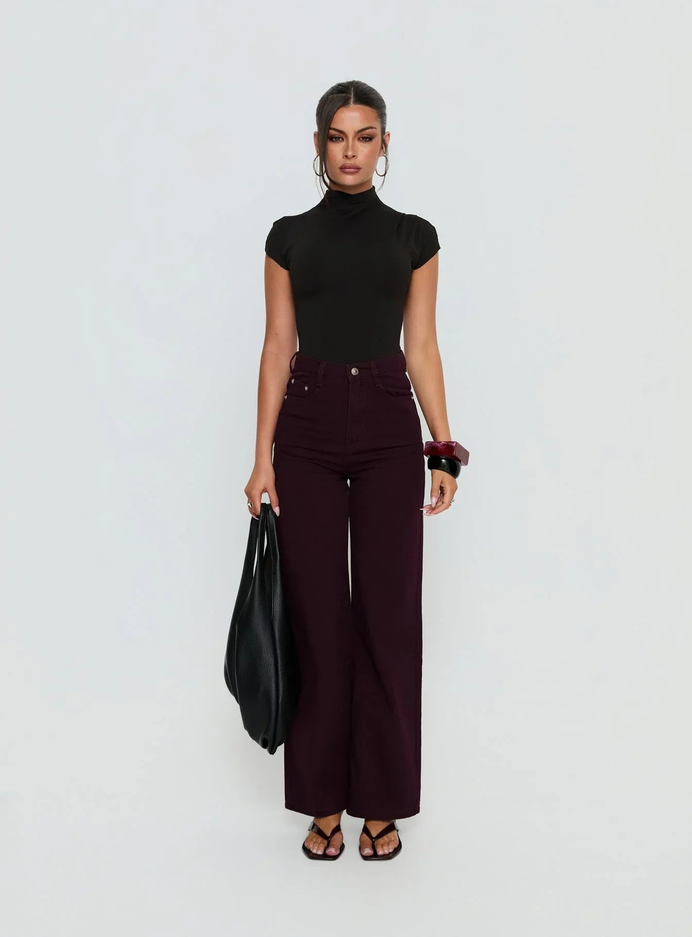 Nicolo High Rise Straight Leg Jeans Currant
