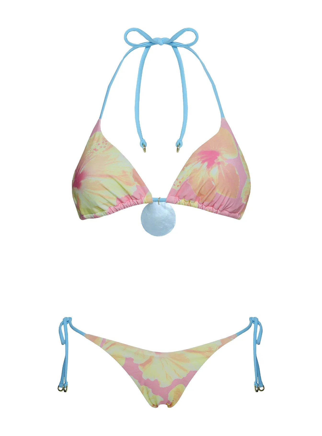 Fluera High Side Tie Bikini Bottoms Pink Floral