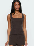 Party Invitations Tailored Top Brown Pinstripe