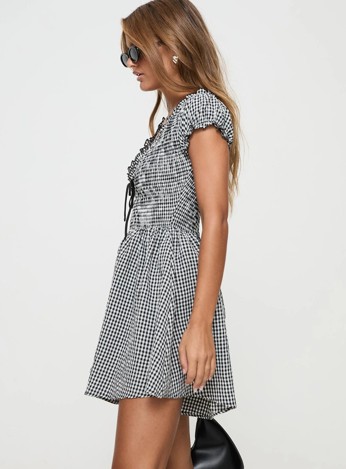 Wescott Gingham Playsuit Black White Petite