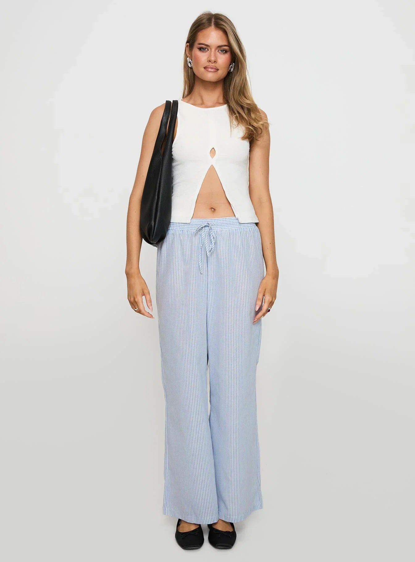 Holiday Tie Front Pant Blue White Stripe
