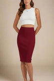 Pencil High Waist Bandage Knee Length Skirt Red Wine