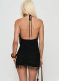 Hariet Arrowneck Beaded Tassel Playsuit Black