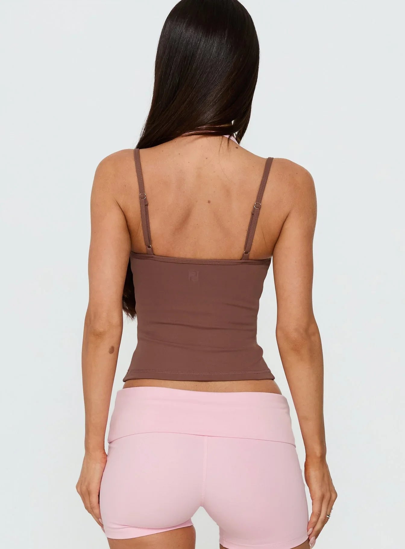 Ascend Layered Halter Tank Top Brown / Pink